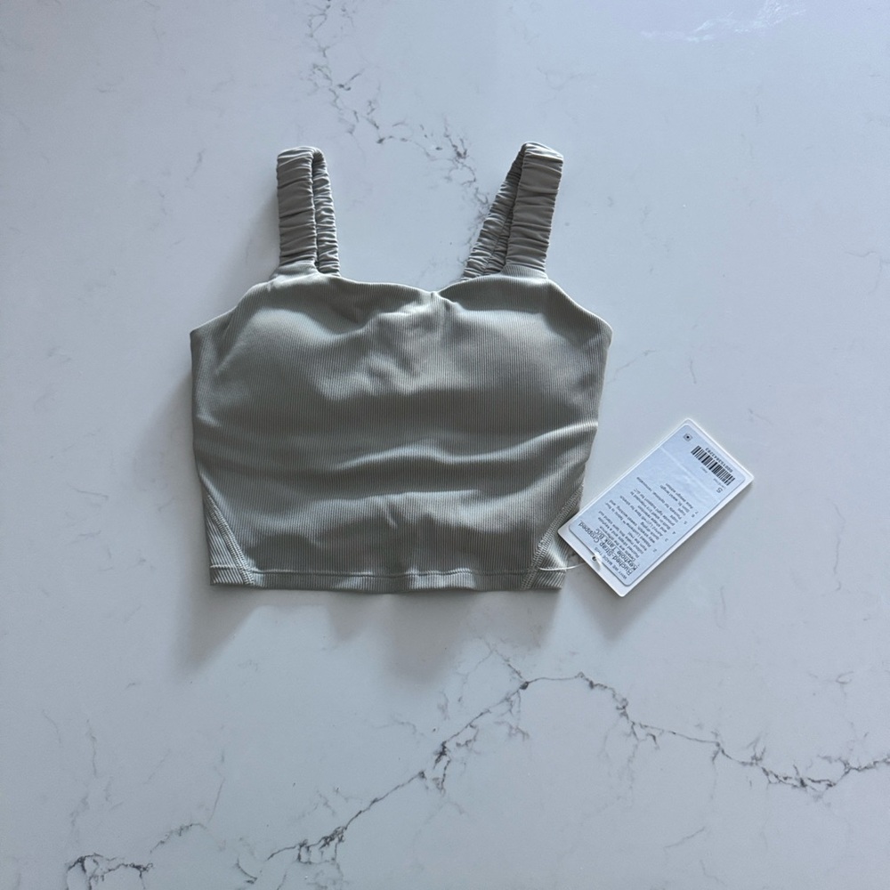 NWT Lululemon Athletica Ruched-Strap Cropped Keyhole Tank Top in Raw Linen - Picture 12 of 12